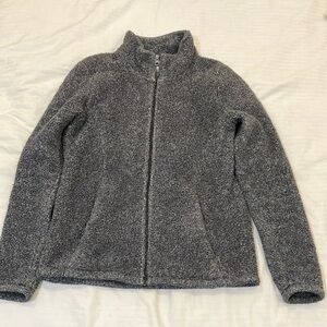 Women’s small fuzzy /fleecy Warm Gray Jacket / sweater